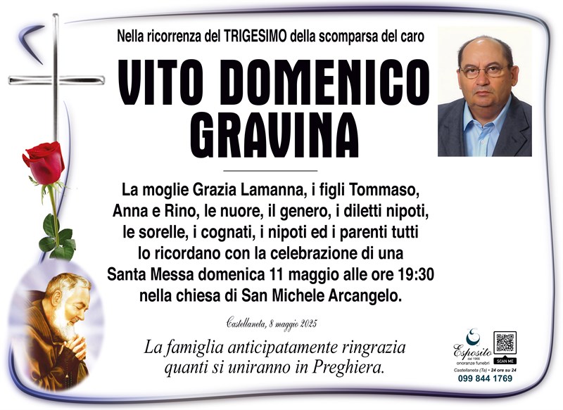 Trigesimo di Vito Domenico Gravina