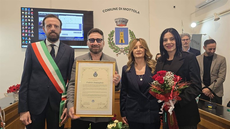 Federico Zampaglione è cittadino onorario di Mottola
