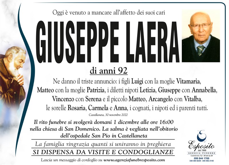 Anniversario di Giuseppe Laera