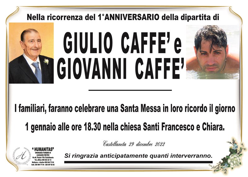 Anniversario di Giovanni Caffè