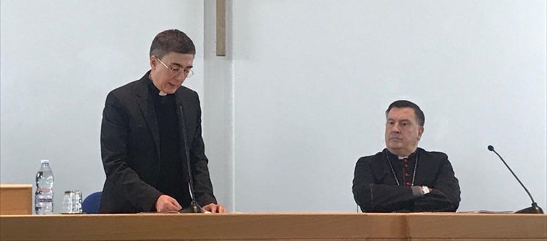 Don Michele Quaranta e il vescovo Claudio Maniago Don Michele Quaranta e il vescovo Claudio Maniago