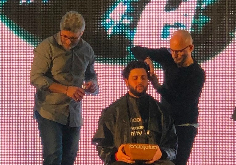 Gianni Minardi (a destra) allo show di "Fondonatura"