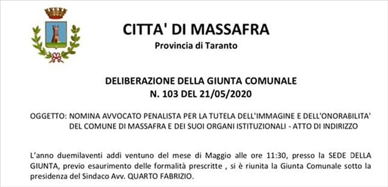 La delibera di giunta comunale La delibera di giunta comunale