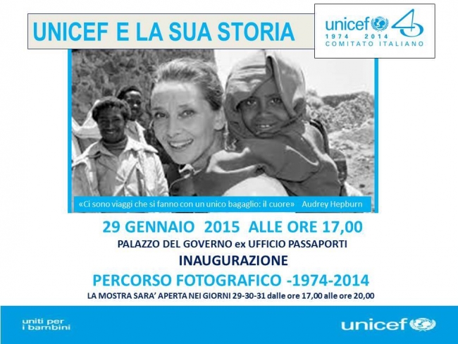 UNICEF, A TARANTO UNA MOSTRA ITINERANTE FOTOGRAFICA