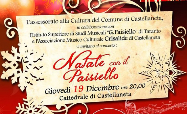 “NATALE CON IL PAISIELLO”, MUSICA CLASSICA E CORI NATALIZI IN CATTEDRALE “NATALE CON IL PAISIELLO”, MUSICA CLASSICA E CORI NATALIZI IN CATTEDRALE
