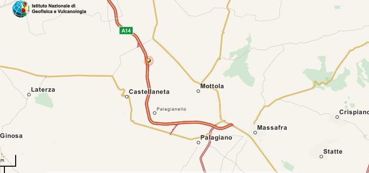 TERREMOTO IN PUGLIA, EPICENTRO A NORD DI CASTELLANETA TERREMOTO IN PUGLIA, EPICENTRO A NORD DI CASTELLANETA