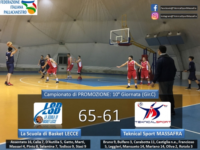 BASKET: UNA BELLA TEKNICAL CADE A LECCE