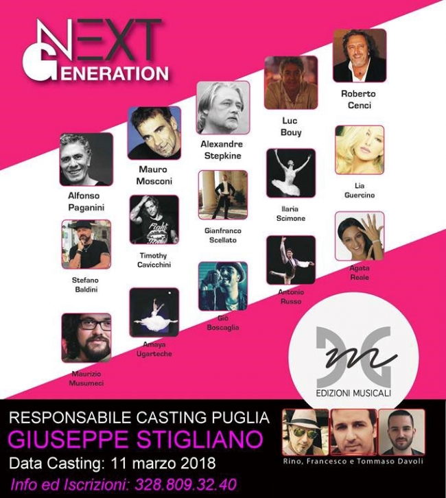 SELEZIONI PER LA 5ª EDIZIONE DEL FORMAT TV NEXT GENERATION SELEZIONI PER LA 5ª EDIZIONE DEL FORMAT TV NEXT GENERATION