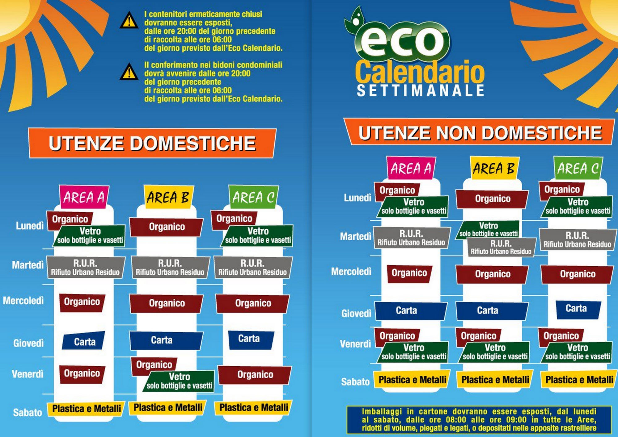 ECCO IL NUOVO CALENDARIO DELLA RACCOLTA DIFFERENZIATA ECCO IL NUOVO CALENDARIO DELLA RACCOLTA DIFFERENZIATA