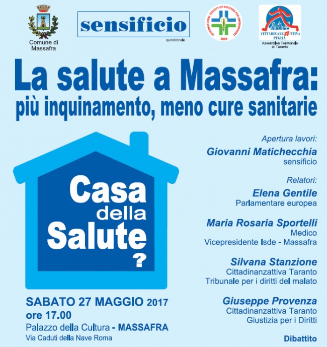 LA SALUTE A MASSAFRA: PIÙ INQUINAMENTO, MENO CURE SANITARIE LA SALUTE A MASSAFRA: PIÙ INQUINAMENTO, MENO CURE SANITARIE