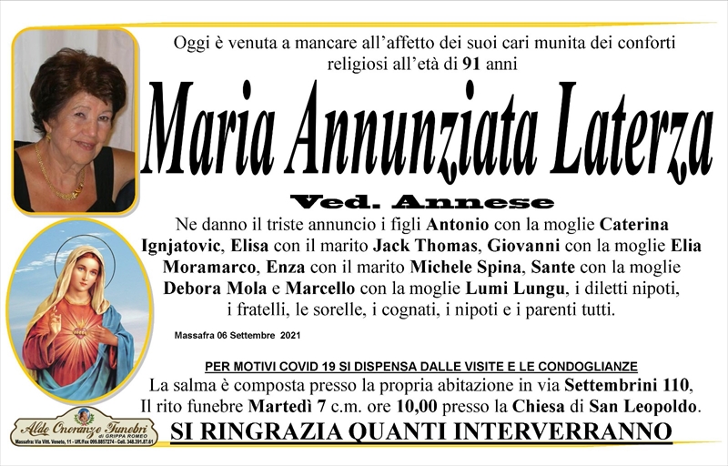 Anniversario di Maria Annunziata Laterza