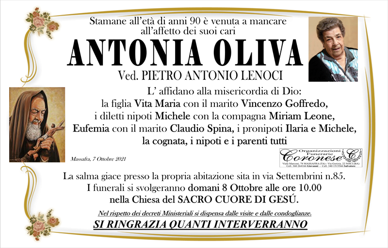 Anniversario di Antonia Oliva