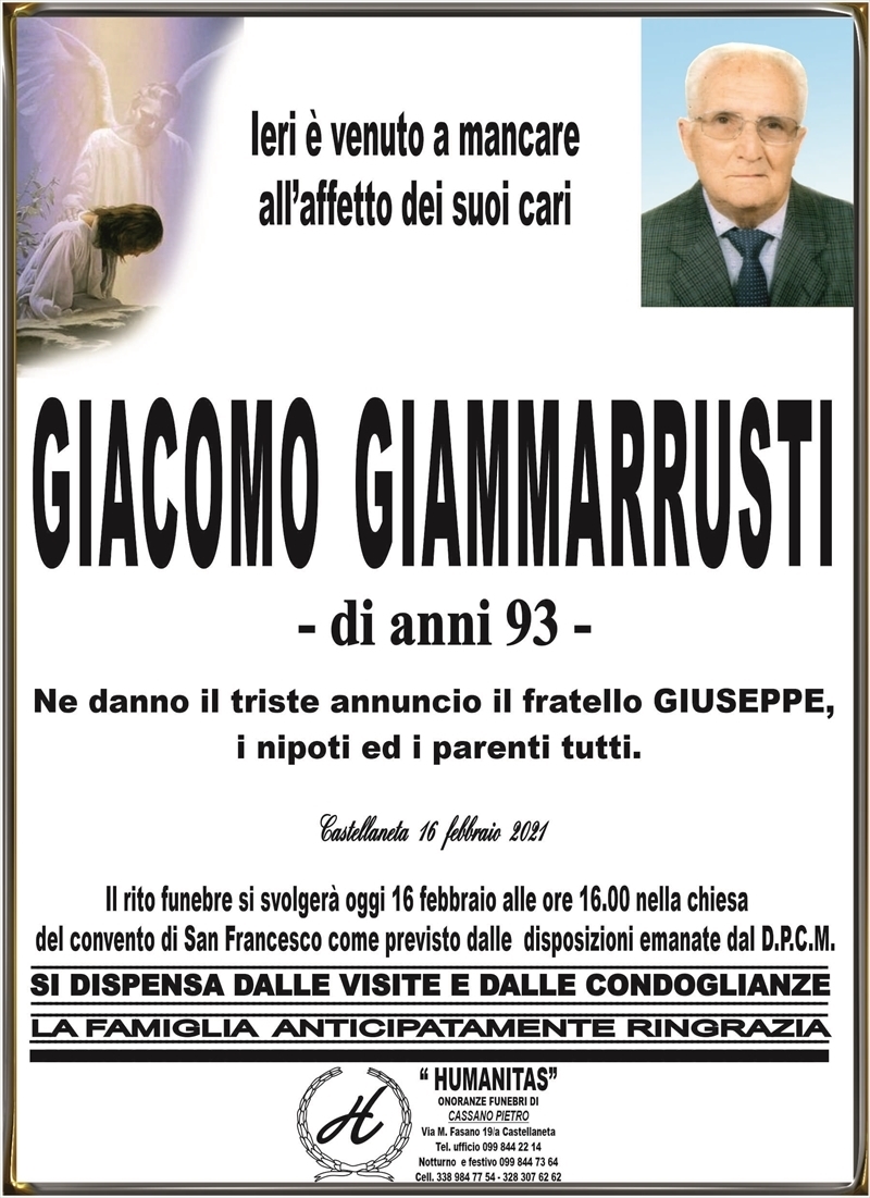 Messa di suffragio di Giacomo Giammarrusti