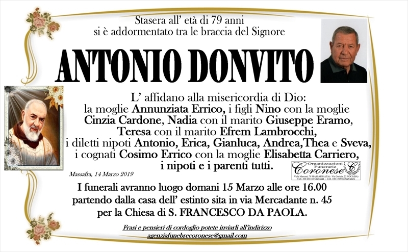 Anniversario di Antonio Donvito