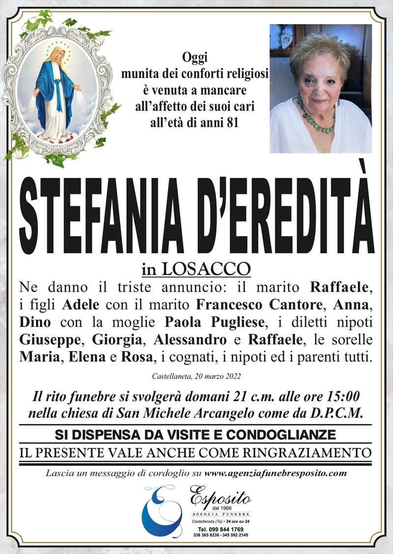 Anniversario di Stefania D’Eredità