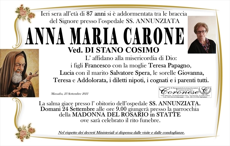 Anniversario di Anna Maria Carone