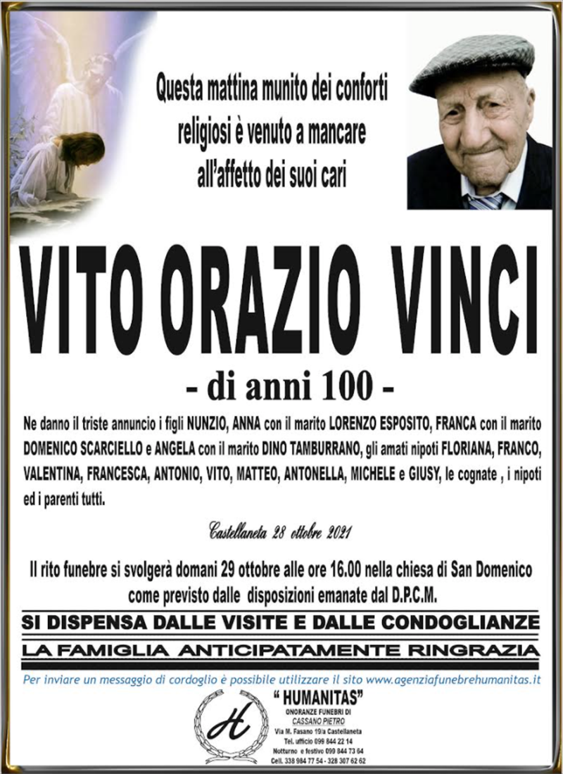 Anniversario di Vito Orazio Vinci