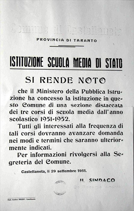 Manifesto 1951 - documento d'archivio