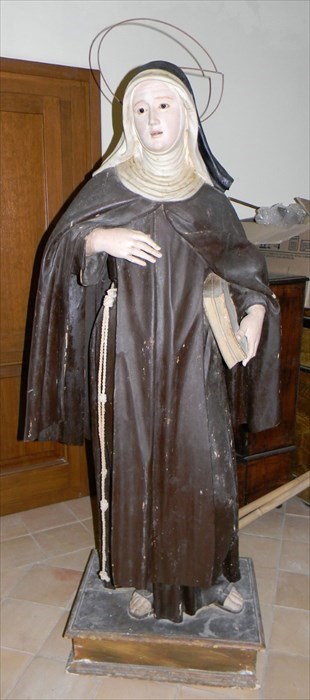Statua raffigurante santa Caterina da Bologna, nel deposito del convento di san Francesco