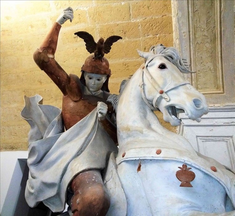 Particolare della statua equestre di san Giorgio, Museo Valentino