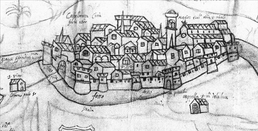 Castellaneta, Carte Rocca, Particolare del centro urbano (1584 circa)