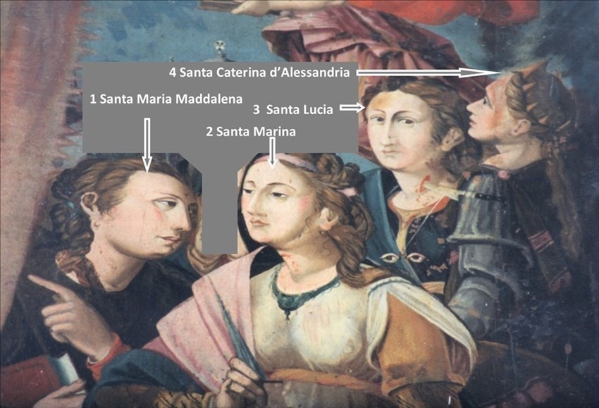 Particolare del dipinto con le quattro sante - Maria Maddalena, Marina, Lucia e Caterina d'Alessandria